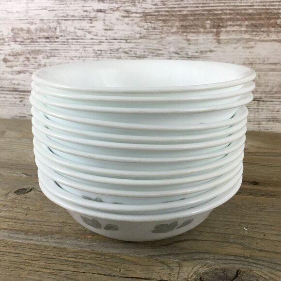 Set of 4 Corelle Friendship 10 Oz Dessert Bowls 5 3/4" White w/ Gray Flowers - Picture 16 of 16